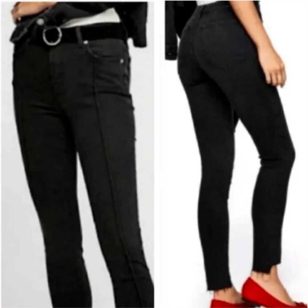 Free People Women's Seamed Leg Skinny Jean Black Wash Size 29